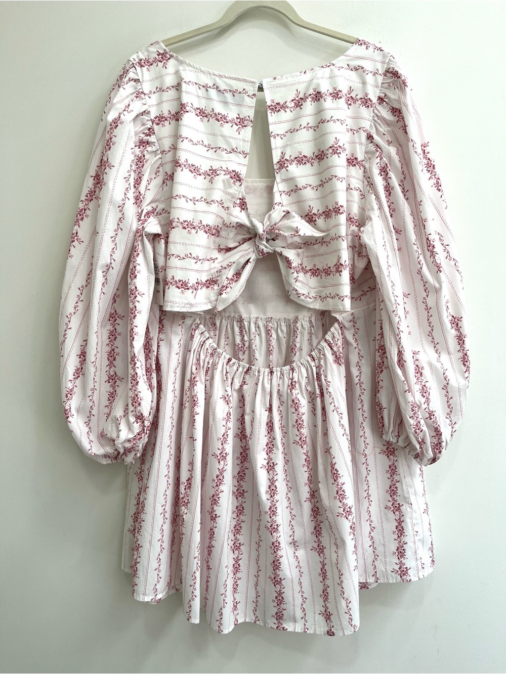 ELOQUII Tie Back Floral Mini Dress white pink girly feminine floral print 22 - Picture 6 of 15